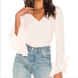 Revolve || V Neck Cascade Sleeve Top